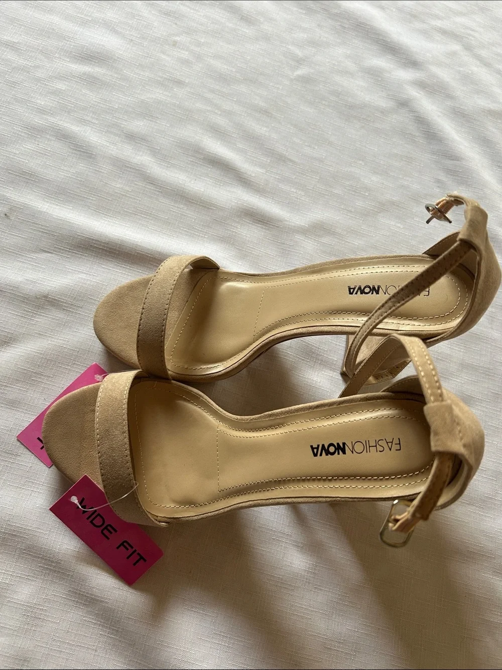 Fashion Nova Nude Ankle-Strap Block Heels